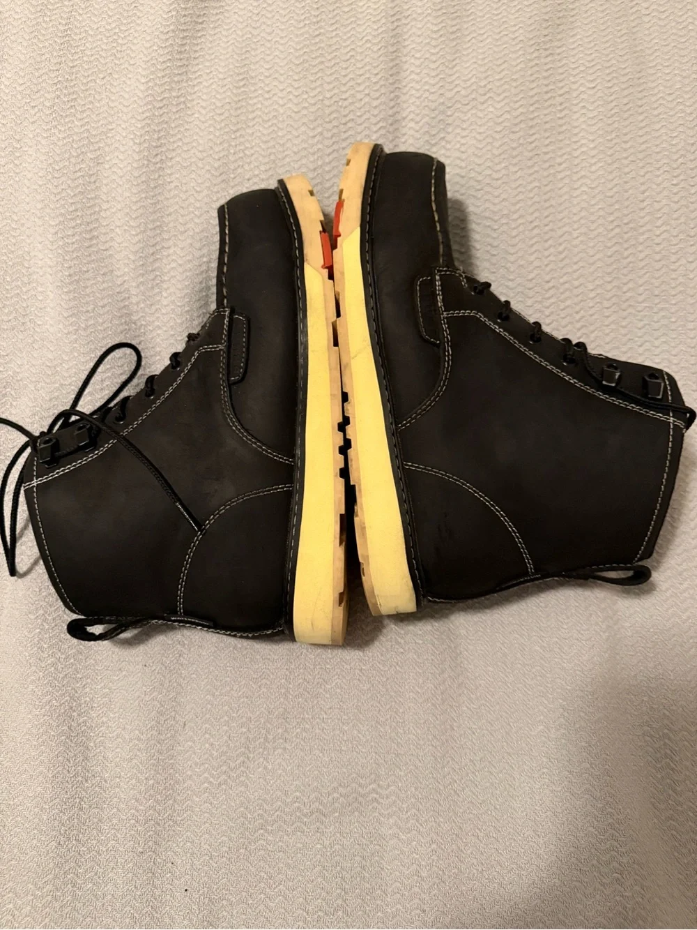 Black Moc Toe Work Boots with Cream Sole - BRUNT Marin 6inch w/ comp toe